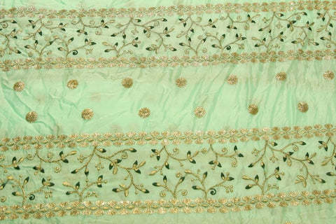 Zari & Sequins Work Chinon fabric - mint green - Rooh Silhouettes