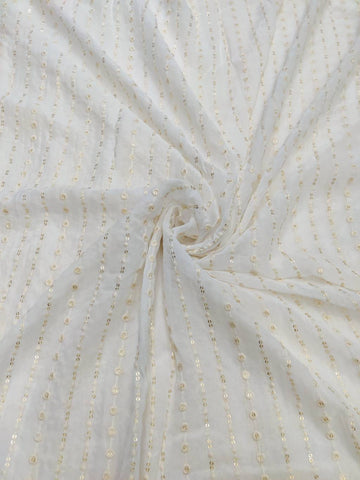 Dyeable Lucknowi Chikankari Tree motif embroidery fabric Shade - White dyeable