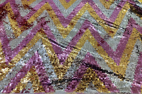 Zigzag glitter net white broad lines fabric