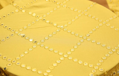 Mirror Work checks crape fabric - Ochre yellow - Rooh Silhouettes