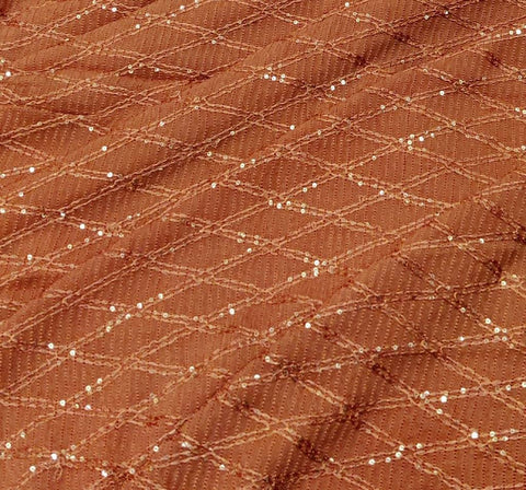 Lucknowi Checks georgette fabric Shade - Rust