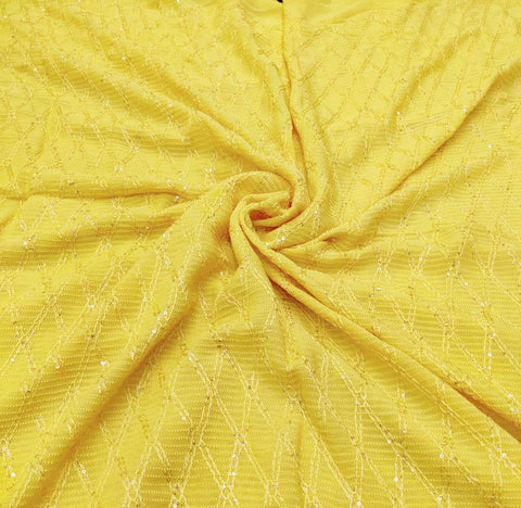 Lucknowi Checks georgette fabric Shade - Yellow