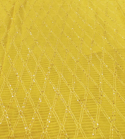 Lucknowi Checks georgette fabric Shade - Yellow