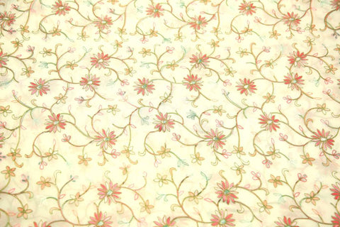 Kashmiri Threadwork Georgette fabric Shade - Cream (Ivory)