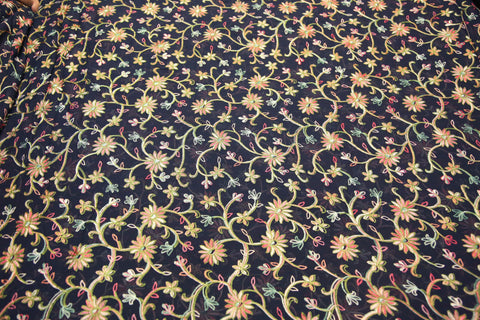Kashmiri Threadwork Georgette fabric Shade - Midnight Blue