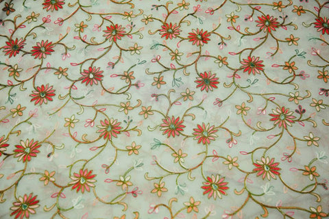Kashmiri Threadwork Georgette fabric Shade - Ash grey
