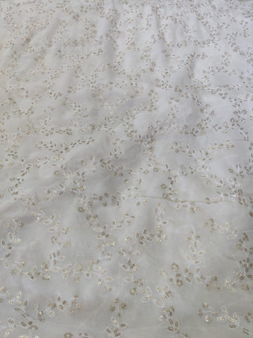 Sequins work dyeable georgette fabric Shade - white dyeable