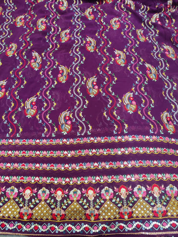 Multi-coloured Kashmiri thread heavy border fabric