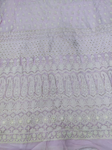 Lucknowi Chikankari Paisley Design Fabric Shade - Onion pink (light mauve)