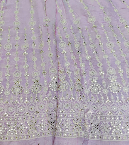 Lucknowi with Mirror embroidery Fabric Shade - Light mauve pink