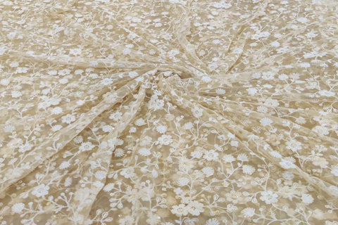 Lucknowi net fabric Shade - champagne gold