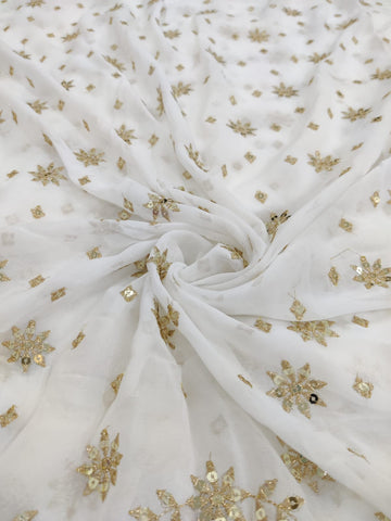 Golden zari sequins Embroidery fabric