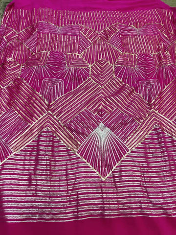 Sequins Work Georgette Fabric(Hot Pink) - Rooh Silhouettes