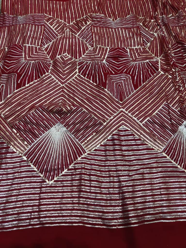 Sequins Work georgette fabric(Maroon) - Rooh Silhouettes
