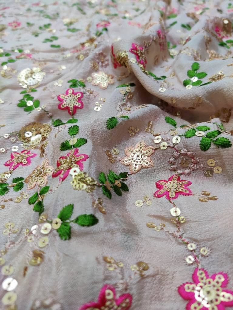 Chinon Heavy Embroidery Fabric(Multi) Rooh Silhouettes 